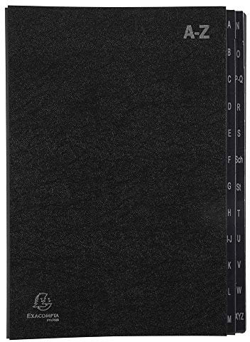 Exacompta 57024E Recycling Pultordner Ordonator aus extra starkem Karton 24 Fächer A-Z für DIN A4 Sichtlöcher plastikverstärkte Taben Blauer Engel Ordnungsmappe Fächermappe Registermappe schwarz