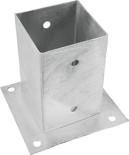Connex Pfostenträger - 91 x 91 x 150 mm - chromfarbig - feuerverzinkt - zum Aufschrauben - Bohrung 10,5 mm / Aufschraubhülse / Pfostenschuh / HV4274 | 91 x 91 x 150 mm – zum Aufschrauben – Aufschraubhülse – Pfostenschuh – Bohrung 10,5 mm – für Befestigungsarbeiten