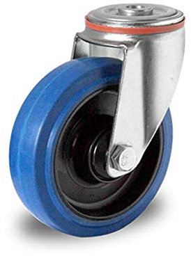Lenkrolle mit Rückenloch 200 mm Elastik Blue Wheels