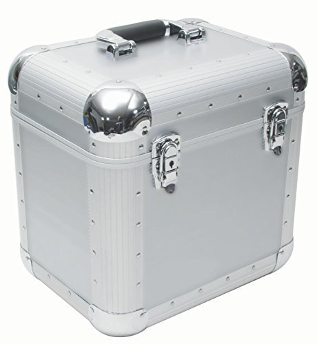 ROADINGER Platten-Case ALU Maxi-Booking, abgerundet | Platten-Case im Aluminiumgehäuse für 80 LPs