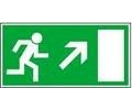 Rettungsschild Fluchtweg Notausgang Schild Kunststoff selbstklebend und nachleuchtend gemäß BGV 8A Pfeil Treppe rechts rauf
