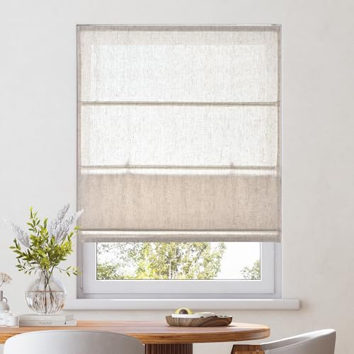 Victoria M. Ivora Raffrollo Rollo Faltrollo Stabile Aluminium-Schienen, für Fenster und Türen, mit Schnurzug, Pflegeleicht, 160 x 175 cm, Elfenbein-meliert