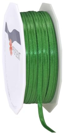 PRÄSENT C.E. Pattberg Satin grün, 50 m Satinband zum Einpacken von Geschenken, 3 mm Breite, Geschenkband zum Dekorieren & Basteln, Dekoband, Anlass
