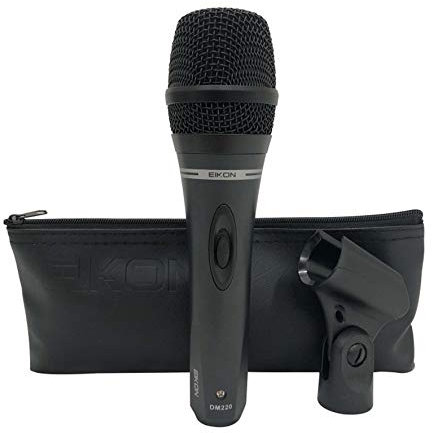 Proel EIKON DM220 - Microfono dinamico cardioide con filo e con interruttore on/off per canto, live. karaoke, Nero (DM220)