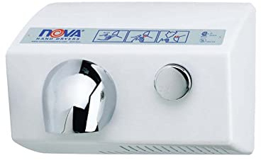 World Dryer Nova 5 0112 Aluminum White Push Button Hand Dryer - 120V