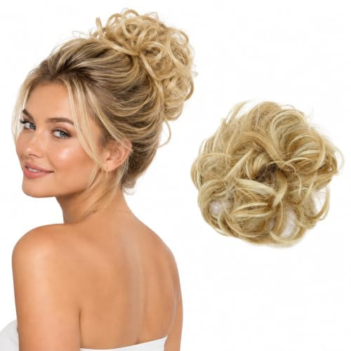 CAISHA Hårstycke Hårelastiskt Updos Brudfrisyrer Voluminös Lockigt Bulle Ljus Blond G14A