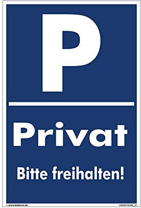 Kleberio® Privatparkplatz Schild - Privat Bitte freihalten - 20 x 30 cm Parken verboten Schild Privatgrundstück Einfahrt freihalten Schilder Ausfahrt freihalten Privat Parkplatzschilder