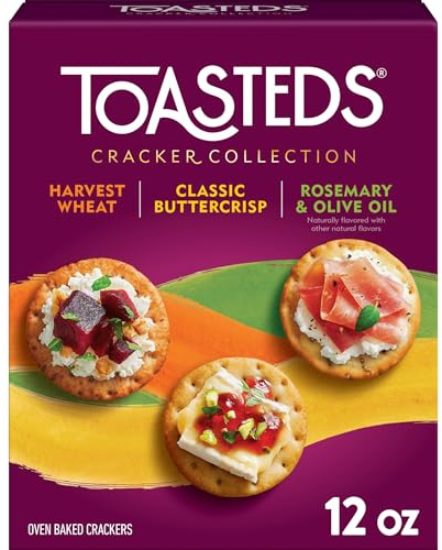 Toasteds Crackers, Cracker Collection, Lunch Snacks, Variety Pack, 12oz Box (1 Box)
