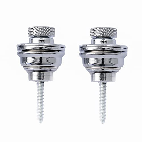 Musiclily Basic Flachkopf Gitarren Security Locks Gurtpins Chrom 2 Stück | Metall, für E-Gitarre /Akustik Klassische Gitarre/Bass