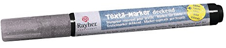 Rayher Marker Glitterato Coprente P.Tessuti, Argento Brill., Punta Tonda 1-2Mm, con Valvola, 35001610