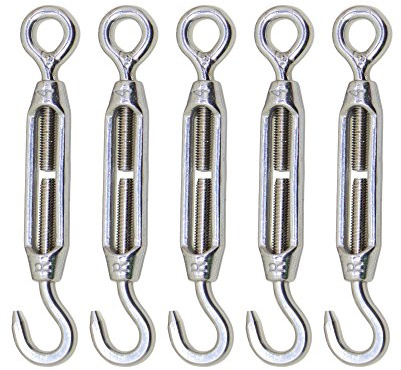 Wire Rope Cable M4 Stainless Steel 304 Hook & Eye Turnbuckle Wire Rope Tension Pack Of 5