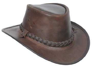 House of Leather Original Australian Bush Cowboy Hut, Braun, Echt Leder, Medium, Cowboy Stil, Wasserbeständig, UV-Schutz, Herren, Cowboy-Enthusiasten, Hut