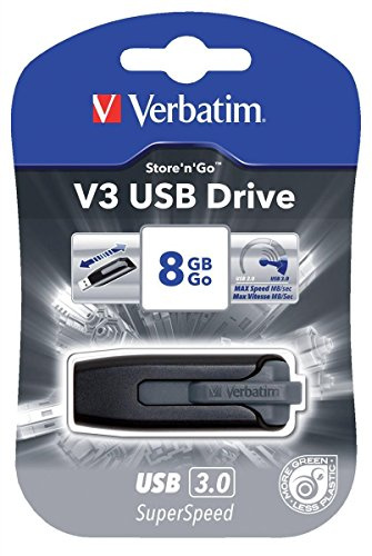 Verbatim Chiavetta USB 8 GB, Modello V3, USB 3.0, Colore Nero