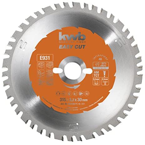 kwb Kreissägeblatt 315 x 30 mm, Made in Germany, Nagelfest, für Holz mit Metallresten, Universal Sägeblatt für z.B. Metalle, Holz und Kunstoffe