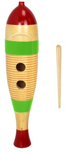 A-Star - Rascador Guiro con forma de pez pequeño de madera con batidor, instrumento de percusión rítmica