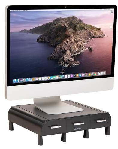 Mind Reader PC, Laptop, IMAC Monitorständer und Schreibtisch-Organizer, 32,7 x 34,2 x 6,9 cm, Schwarz