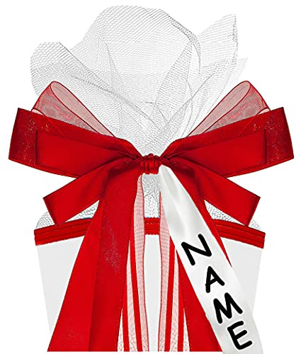 alles-meine.de GmbH große Schleife für Schultüten - rot - incl. Name/Text - 17 cm breit u. 31 cm lang - mit edlen Satin Bändern - für Geschenke und Zuckertüten - Geschenkba..
