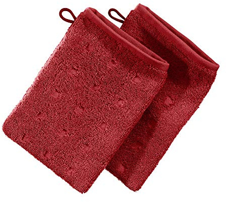 Möve Waschhandschuh Quadretti 2er-Pack Walk-Frottier rot Größe 15x20 cm