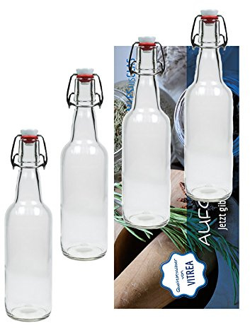 Vitrea 4er Set Bügelflaschen Bügelflasche Glasflaschen 500ml mit Bügelverschluss zum Selbstbefüllen Bügelflasche Smoothie