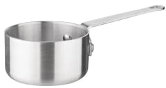 Vogue Aluminium Kitchen Saucepan 12cm - Small Sauce Pan for Cooking Soup, Milk, Eggs, Noodles K973 | Riveted handle ensures safe transport from hob to counter, while the double thick rim adds commercial durability.
