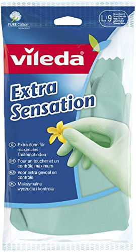 Vileda 119287 extra guantes de goma Sensation - Para una máxima sensibilidad - Tamaño L (grande) - 6 pack familiar (6 x 1 par)