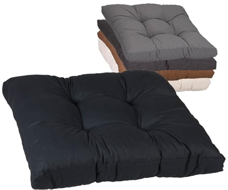 Beo Sitzkissen für Lounge- und Paletten-Möbel | Anthrazit | Gr. 60x60 cm, 10 cm dick | mit Heftung | Bezug 60% Baumwolle/40% Polyester | Wasser- und Fleckabweisend | Öko-Tex-Standard