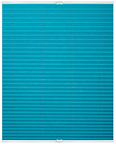 Lichtblick Plissee Klemmfix, ohne Bohren, verspannt, lichtdurchlässig, Blickdicht, Uni, mit eleganter Crushed Optik Blau,45 cm x 130 cm (B x L)