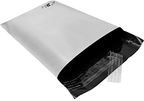 Lot de 100 Enveloppes pochettes d'expédition plastiques blanches opaques A5 170 x 240 mm 50 microns. 17x24 cm Enveloppe fine 5g, légère, solide, inviolable et imperméable.