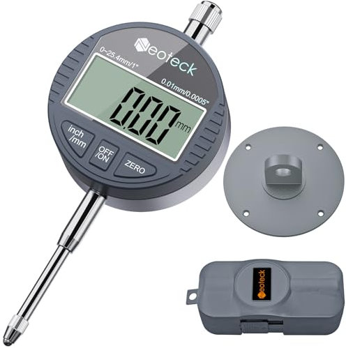 Neoteck Digitale Messuhr 0.01/0.0005'' Digital Messuhr Messtaster 0-25.4mm/1'' Digital Dial Indicator Messgerät für Labor Werkstatt 3D Drucker