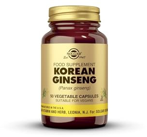 Solgar Korean Ginseng Vegetable Capsules - Pack of 50 - Improves Concentration - For Energy and Vitality - Vegan, Gluten Free and Kosher, Packaging May Vary