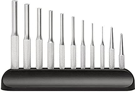 PB Swiss Tools Splintentreiber Set PB 715 | 100% Swiss Made | 11-teiliger gekordelter Splinttreiber Durchschlag Satz für sicheres Aus- oder Durchtreiben von Niete, Stift, Bolzen