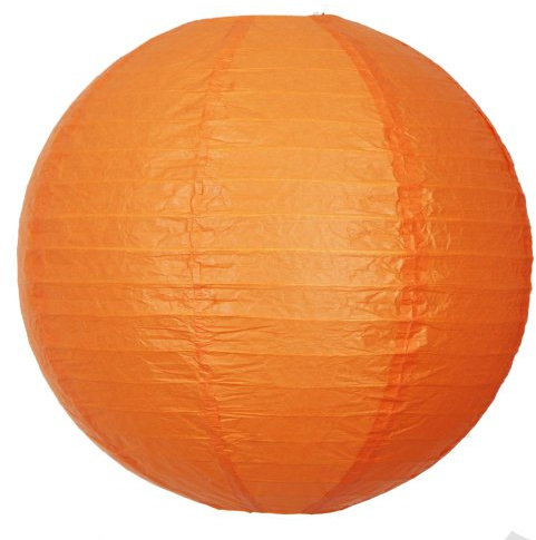 1 x 12 Orange round paper lantern with wire ribbing