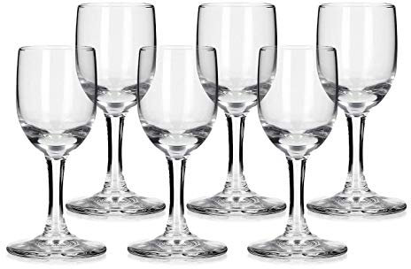 SOLAVIA Clear Cordial Shot Glasses Vodka with Long Stem Tequila 35ml, 6 Pack Box,Housewarming Gift Limoncello