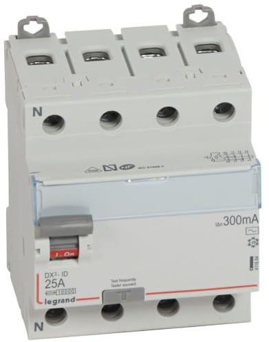 411664 Legrand Interrupteur différentiel tétrapolaire 25A type AC 300mA - 4 modules