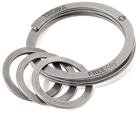 TROIKA Schlüsselring FREEKEY® SYSTEM - KR15-02/ST - Patentiert - schützt beim Öffnen die Fingernägel - 3 kleine Ringe - Schlüsselorganisation - Edelstahl - matt - das Original von TROIKA