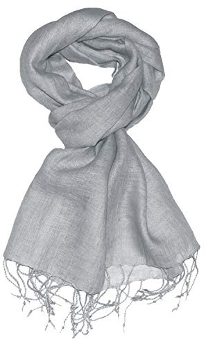 LORENZO CANA Luxus Herren Schal Leinenschal 100% Leinen Grau 52 cm x 180 cm Tuch Naturfaser 9320811