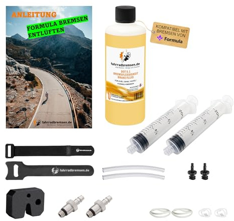 fahrradbremsen.de Entlüftungsset für Formula Scheibenbremsen - Entlüftungskit mit Anleitung inkl. DOT ÖL für Formula hydraulische Scheibenbremsen