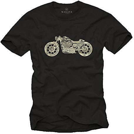 MAKAYA Vintage Biker T-Shirt För Män - Motorcykelkläder - Svart Storlek XXXL