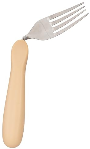 Homecraft Caring Cutlery, Ivory Handle Left Handed Fork (Eligible for VAT Relief in the UK) Stainless Steel Eating Utensil, Silverware for Weak Grip, Restricted Movement, Elderly, Disabled, Handicaps