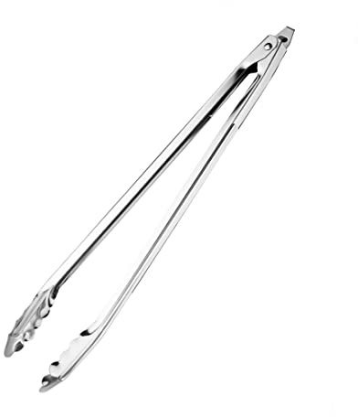 Vogue Stainless Steel Kitchen Tongs 40.5 cm/16 inch, Silver, Stainless Steel Catering Tongs, Spring Loaded Tongs, Serrated Grip, Can Lock Closed, Dishwasher Safe, J604