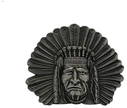 eeddoo® Gürtelschnalle - Häuptling (Buckle für Wechselgürtel für Damen und Herren | Belt Frauen Männer Oldschool Rockabilly Metall Gothic Wave Rock Biker Western Trucker Casino Skull)