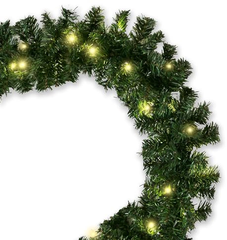 Gartenpirat Künstliche Tannengirlande Türgirlande beleuchtet 20 m 300 LED warmweiß Timer-Funktion Weihnachtsdeko
