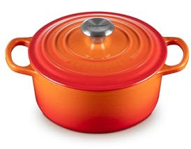 Le Creuset Evolution Cocotte con Tapa, Redonda, Todas Las Fuentes de Calor Incl. inducción, 1,8 l, Hierro Fundido, Naranja(Volcánico), 18 cm