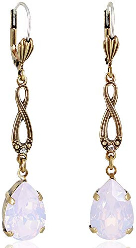 Jugendstil Ohrringe Markenkristalle Gold Rosa Rose Water Opal NOBEL SCHMUCK