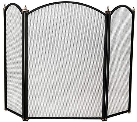 Fire Vida Selby 3 Panel Screen Spark Guard, Metal, Nero, Ghisa, H 64 x L 85 x P 22 cm Circa