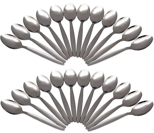 Argon Tableware 24x Teaspoons, Stainless Steel Dinner Cutlery Kitchen Table Tea Spoon Set Dishwasher Safe