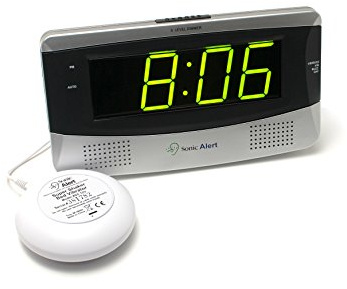 Sonic Alert Large Digital Clock, Loud Alarm Clock for Heavy Sleepers with Snooze, Full Range Brightness Dimmer, Outlet Powered Digital Clocks for Bedroom, Desk, Bedside, Shelf (gray) Silver