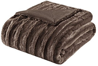 Madison Park Duque poliéster Cepillado de Pelo Largo de Punto Manta, 50 por 152,4 cm, Color marrón