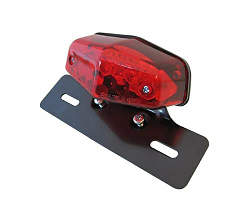 Universal LED Lucas Replik Klassisches Motorrad Rot Linse Schwarz Halterung hinter Stop Rücklicht