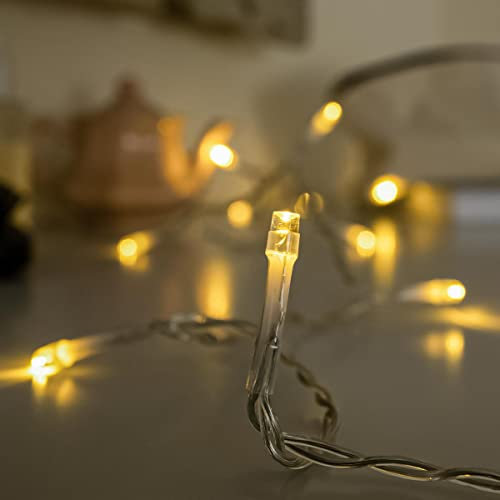 Festive Lights - 3.2m Mains Powered Plug in Fairy String Lights – 40 Warm White LEDs, Clear Cable – Indoor Bedrooms, Weddings, Parties & Christmas Decorative Light – Safe, Elegant & Energy Efficient